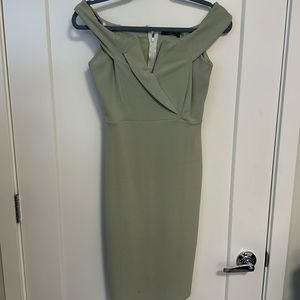 MISSGUIDED BARDOT SAGE GREEN MIDI dress, size 4